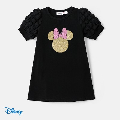 Disney Mickey and Friends Toddler Kids Girl Dresses Short Sleeve T-Shirt Bodycon Dress Black