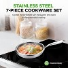 NutriChef 7-Piece Triply Stainless Steel Cookware Set with Nonstick Coating - Stir Fry Pans and Wok - 3 of 4