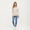 Anna-Kaci Women's Long Sleeve Waffle Knit Top with Notch V-Neckline and Relaxed Fit - 3 of 4