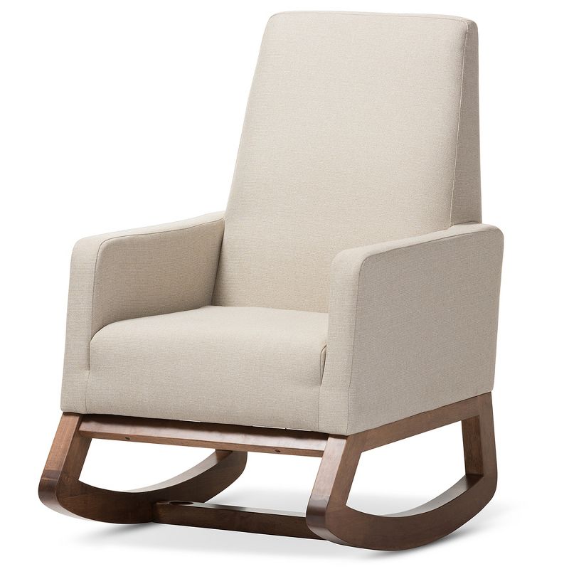 Yashiya Mid - Century Retro Modern Fabric Upholstered Rocking Chair - Baxton Studio, 3 of 8