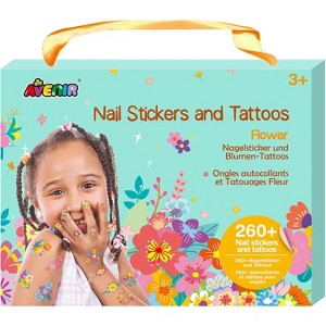 Avenir Nail Stickers and Tattoos – Flowers, Includes 3 Sheets with 260+ Designs, Ages 3 And Up - 1 of 3