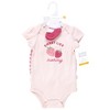 Hudson Baby Infant Girls Bodysuit, Short and Sock, Strawberry Love - 2 of 4