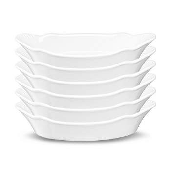 Kook Ceramic Au Gratin Baking Dishes, Set of 6, 18 oz, White