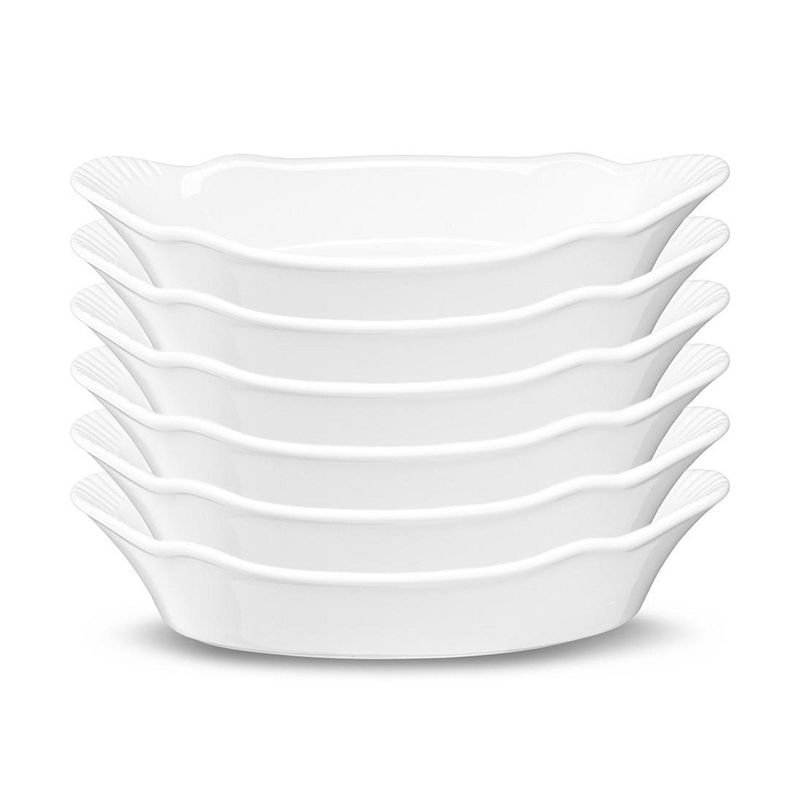 Kook Ceramic Au Gratin Baking Dishes, Set of 6, 18 oz, White, 1 of 5