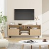 Fluted TV Stand for 70 Inch, Boho Entertainment Center with Sliding Doors, Wood Media Cabinet Furniture with Adjustable Shelves - 2 of 4