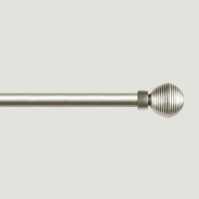 Matte Silver Adjustable Curtain Rod with Sphere Finials