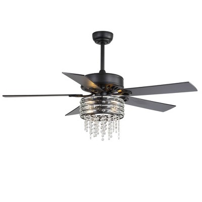 Airsurfer 52" Matte Black Ceiling Fan with Light and Remote Control,6 Speeds DC Motor,Ceiling Fan with Memory Function,2 Downrods,5 Plywood Blades