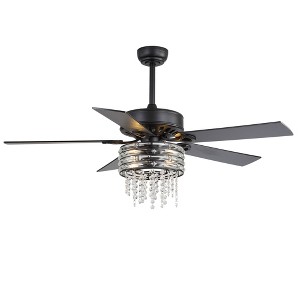 Airsurfer 52" Matte Black Ceiling Fan with Light and Remote Control,6 Speeds DC Motor,Ceiling Fan with Memory Function,2 Downrods,5 Plywood Blades - 1 of 2