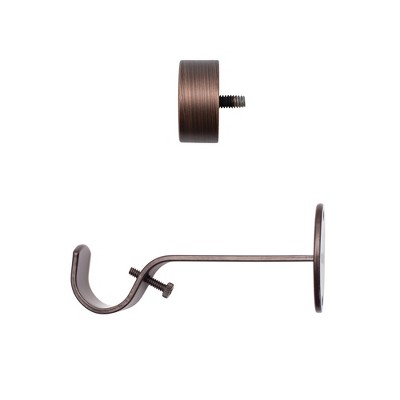 Antique Bronze Adjustable Curtain Rod with Cap Finials 86"-120"