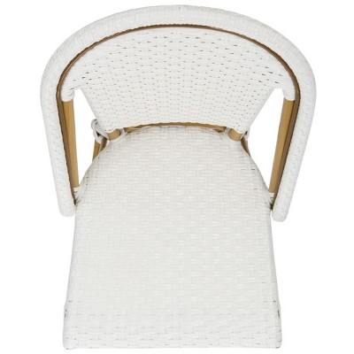Parisian White Wicker and Aluminum Counter Stool