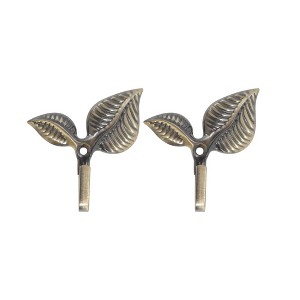 Unique Bargains Curtain Holdbacks Dual-Leaf Hooks Bronze 3.15"x2.95" 1 Pair - 1 of 4