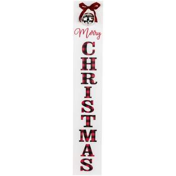 Northlight 35" Plaid "Merry Christmas" Porch Board Sign Decoration with Large Jingle Bell