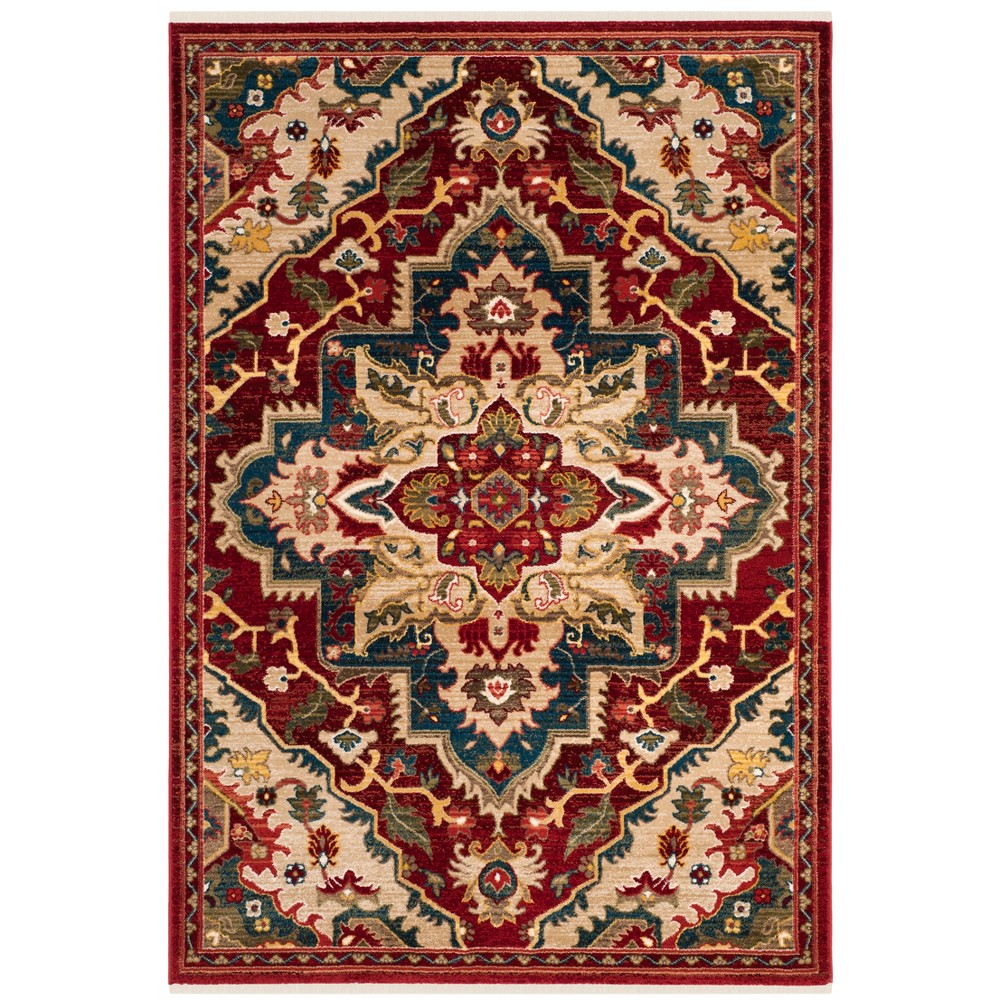 5'1inx7'5in Corinne Medallion Loomed Rug Red/Beige - Safavieh