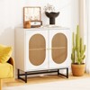 Tangkula 31.5" Rattan Buffet Cabinet Sideboard Storage Cabinet with Doors and Adjustable Shelf - 2 of 4