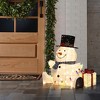 LuxenHome 2.7Ft Jolly Snowman with Black Tophat Outdoor Holiday Decoration with Lights White, Black, Red, Blue - 4 of 4