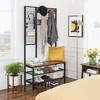 VASAGLE Hall Tree - Industrial Coat Rack with Grid Wall - Shoe Rack - 2 Mesh Shelves - 15 Hooks - Large Storage Space - Rustic Brown - 3 of 4