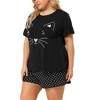 Agnes Orinda Women's Plus Size Comfort Cute Cat Print Short Sleeve Pajama Set - 2 of 4