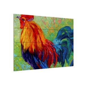 Trademark Fine Art -Marion Rose 'Band Of Gold Rooster' Wood Slat Art - 1 of 4