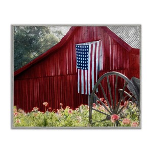 Stupell Industries Red Barn with American Flag, 14" x 11" - 1 of 4