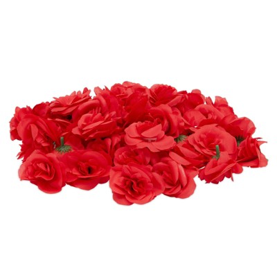 Bright Creations 50 Pack Artificial Red Silk Rose Flower Heads for Arts and Crafts, Stemless Roses (2 in)