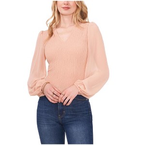 1.STATE Womens Smocked V Neck Baby Doll Blouse - 1 of 1