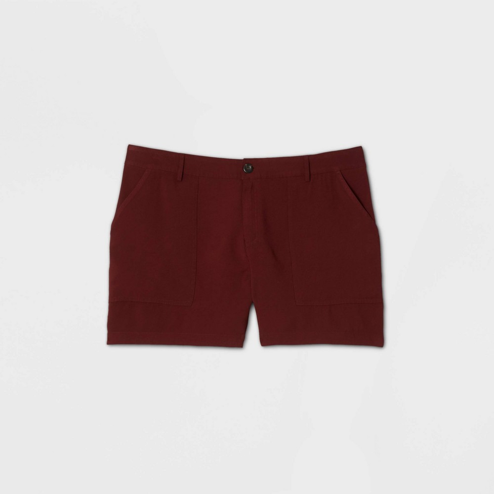 Women's Plus Size Mid-Rise Utility Shorts - Ava & Viv Cabernet Red 1X was $22.99 now $15.0 (35.0% off)