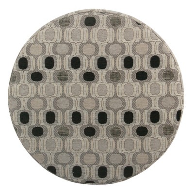 24" Black and Gray Geometric Round Storage Ottoman