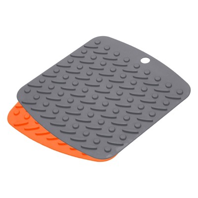 Unique Bargains Heat Resistant Silicone Non-Slip Flexible Trivet Mat 6.9 Inch Orange, Deep Gray 2 Pcs