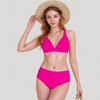 Anna-Kaci Swim Women's High Waist Bikini Set with Triangle Trim Details and Adjustable Straps for Flattering Beachwear Look - 2 of 4