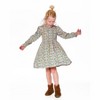 Deux par Deux Girl Smocked Viscose Dress Green with Floral Print - 3 of 4