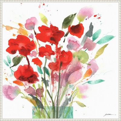 Remembrance Abstract Floral Canvas Print with White Floater Frame