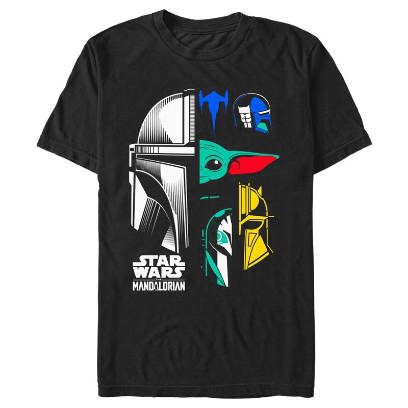 Men's Star Wars: The Mandalorian Color Block Character Heads T-Shirt, 1 of 6