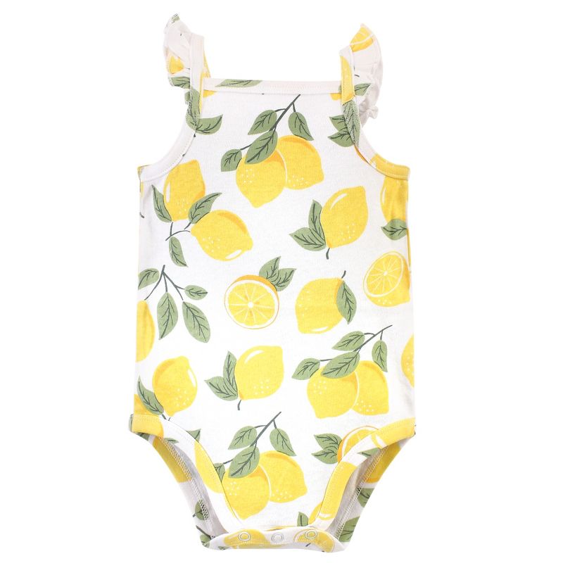 Touched by Nature Baby Girl Organic Cotton Bodysuits 5pk, Lemon Tree, 6 of 8