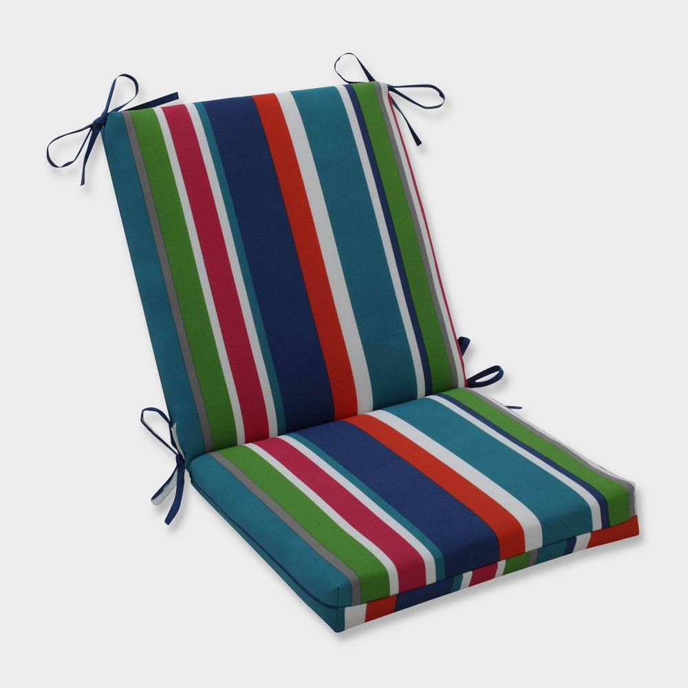 St Lucia Stripe Squared Corners Outdoor Chair Cushion Blue