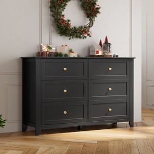 Modern 6 Drawer Dresser for Bedroom, 54" Wide Wooden Dressers with Large Storage,Handleless Chest of Drawers TV Stand for Living Room & Hallway - 1 of 4