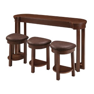 DSVIMOY Counter and Bar Stool Set Solid Wood Breakfast Table with Padded Stools for Dining Area, Brown, 63"*21.26"*10.93" - 1 of 4