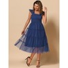 INSPIRE CHIC Women's Summer Midi Sleeveless Smocked Square Neck Tiered Ruffled Wedding Guest Dress - 3 of 4