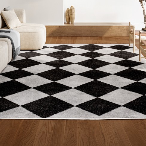 Jonathan Y Draper Classic Geometric Diamond Pattern White/charcoal 4 Ft ...