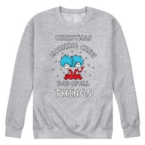 Men's - The Cat in the Hat - Christmas Morning Crew Dad Graphic Fleece Sweatshirt - 1 of 4