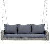 PAGED Swing Chair Outdoor, 69" PE Wicker 3-Person Porch Swing with Chains, Large Patio Swing Bench with Cushions for Backyard, Garden - 3 of 4