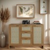47" Modern Rattan Buffet Cabinet Sideboard with Storage, Boho Credenza Buffet Console Table with Drawers& Doors,for Entryway/Living Room - 2 of 4