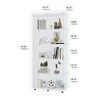 White Double-Door Glass Display Cabinet: 5 Shelves, Quick Install - Ideal for Living Room, Bedroom, Office - 4 of 4