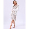 INSPIRE CHIC Womens Nightgown Floral Long Sleeve Pleated Raglan Sleeve Elastic Cuff Midi with Pocket Sleepwear Nightdress - 3 of 4