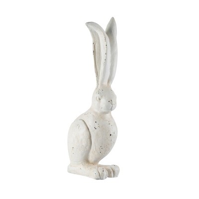 A&B Home Outdoor Decor Small Sitting Rabbit Figurine: Magnesium Alloy, Indoor/Outdoor Use - White