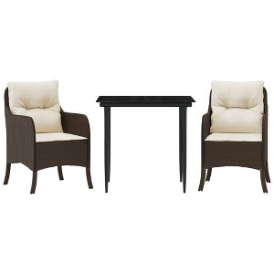 vidaXL Garden Dining Set Brown, Black, Cream White - 1 of 4