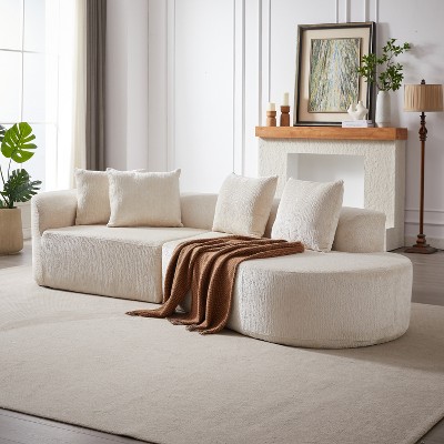 NicBex Couches for Living Room 114" Oversized Sectional Sofa Chenille Modern Upholstered 4-seater Curved Cloud Sofa Couch with Throw Pillows