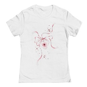 Rerun Island Women's Rribbon Heart Short Sleeve Graphic Cotton T-Shirt - White XL - 1 of 4