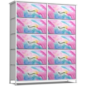 Sorbus 10 Drawers Dresser - Furniture Storage for Bedroom, Closet, Office Organization - Steel Frame, Wood Top, Fabric Bins - 1 of 4
