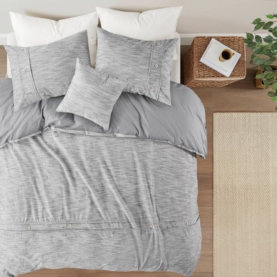 4pc King/California King Reese Organic Cotton Oversized Comforter Cover Set Gray - Clean Spaces
