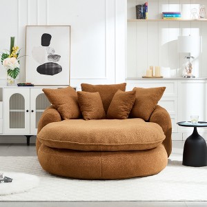 GDFStudio Harvey Modern Oversized Chenille Upholstered Bean Bag Sofa with 5 Pillows and Thick Cushion - 1 of 4
